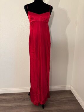 BCBGMaxAzria Red Silk Slip Maxi Dress